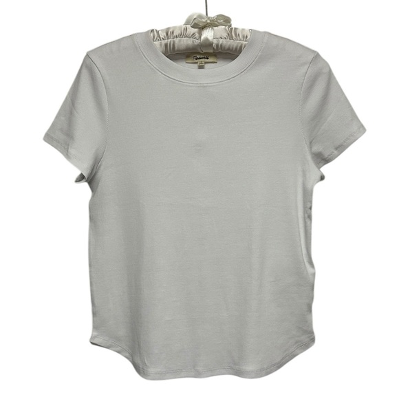 NEW MADEWELL Re)generative Cotton Ribbed Crewneck Tee Eyelet White Size Small - Picture 4 of 7
